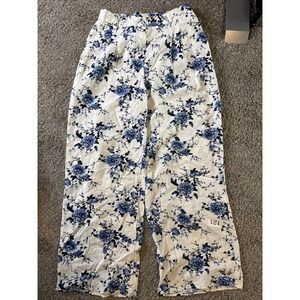Sienna Sky Women's Pull On Wide Leg Linen Blend Pants Floral Design Size XL NWT